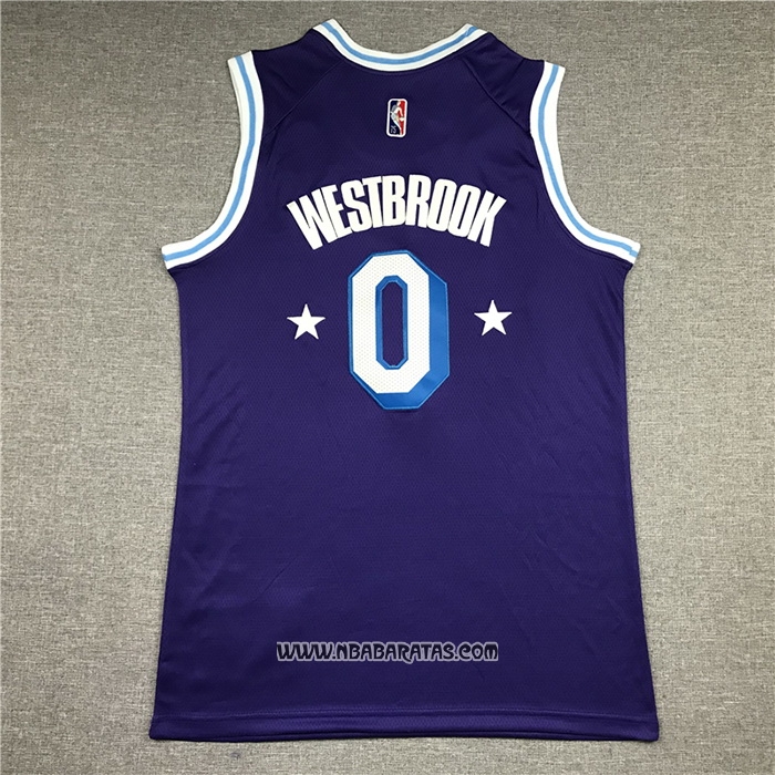 Camiseta Los Angeles Lakers Russell Westbrook #0 Ciudad Edition 2021-22 Violeta